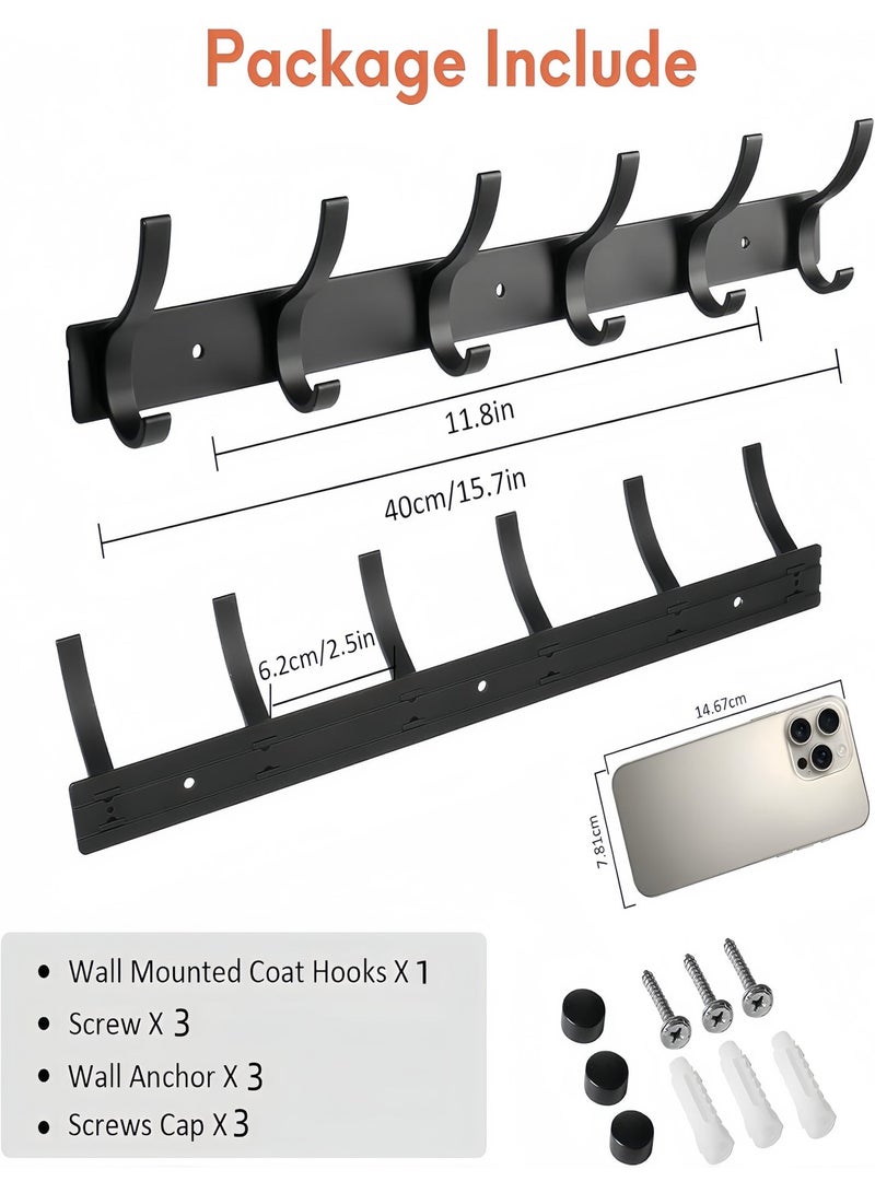 NayZaan Wall Mounted Coat Rack Heavy Duty Metal Hook, Black Wall Hooks for Hanging Coats Hats Towels Purses Robes, Bathroom Towel Hooks & Hat Rack for Wall - Image 2